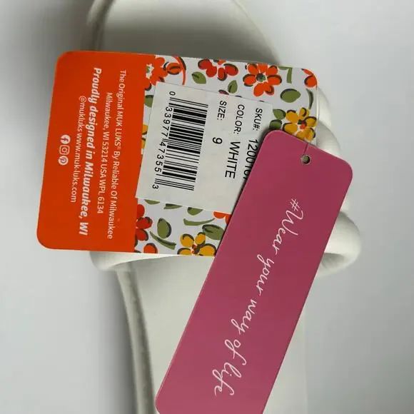 Muk Luks Women's Sun Catcher White Slip-On Sandals White Size 9 New - Picture 8 of 9